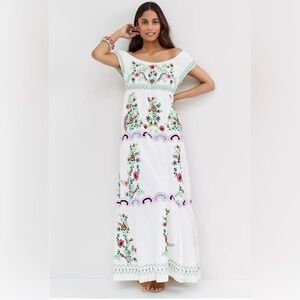 Anthropologie GORGEOUS embroidered bohemian folk maxi dress